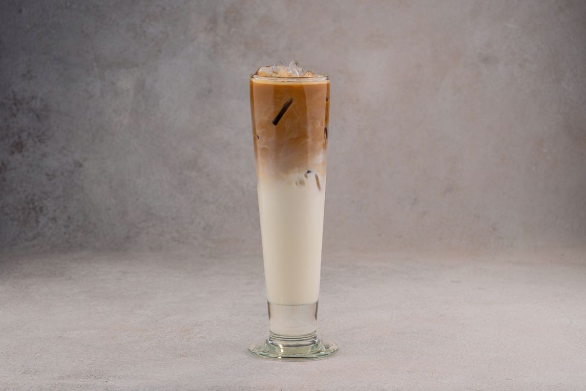 Tall glass of cold coffee