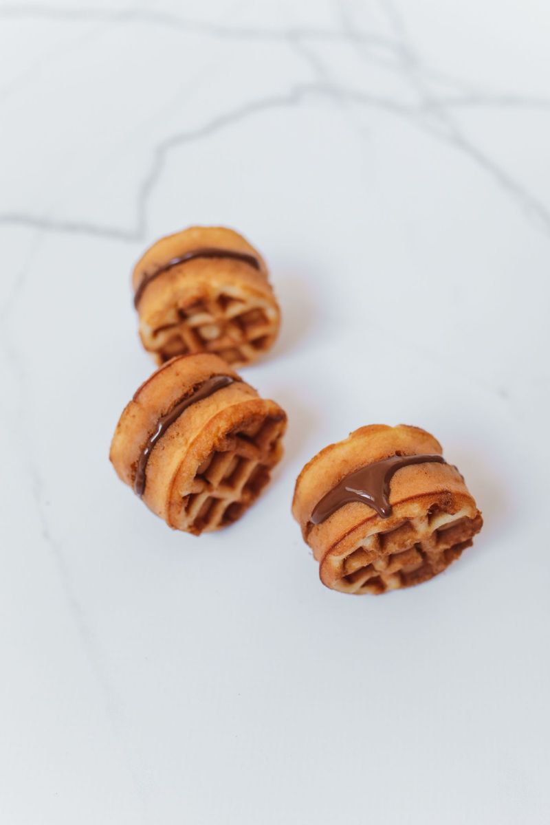 Mini chocolate-dipped waffles